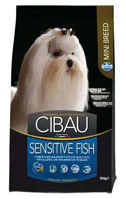 Farmina Cibau Sensitive Fish Mini сухой корм для взрослых собак мелких пород с чувствительным пищеварением с рыбой
